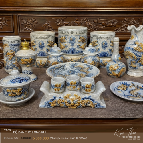 bộ đồ thờ long khí gọn cho bàn thờ gia đình