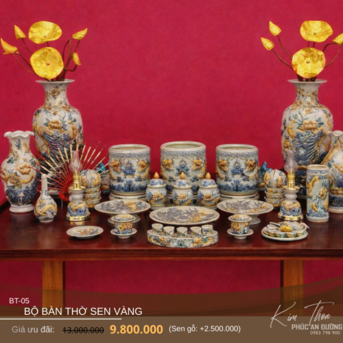 bộ bàn thờ sen vàng BT-05 trang nhã