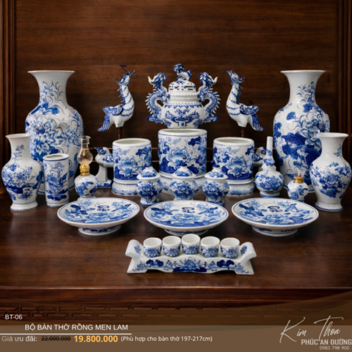 bộ bàn thờ rồng men lam BT-06 trang nghiêm