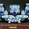 bộ đồ thờ men xanh ngọc hoa sen BT-12 trang nhã