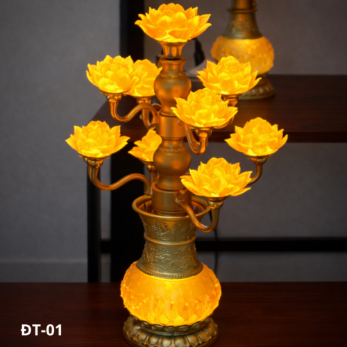 Đèn thờ hoa sen 9 bông cho phòng thờ gia đình