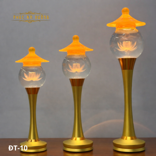 đèn thờ hoa sen dáng nến ĐT-10 ánh vàng trang nghiêm