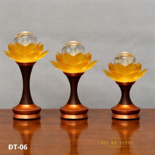 Đèn thờ hoa sen pha lê ĐT-06 nhỏ gọn cho bàn thờ gia đình
