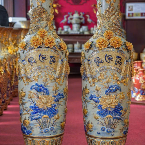 Lộc bình gốm sứ dát vàng LB-01 cao cấp