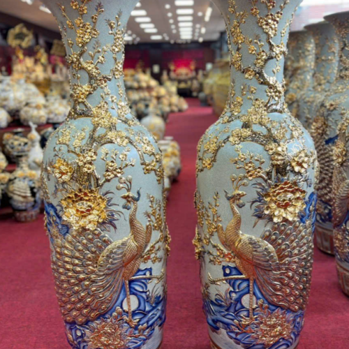 Lộc bình gốm sứ vẽ vàng LB-05 cao 1m4 1m5 1m6