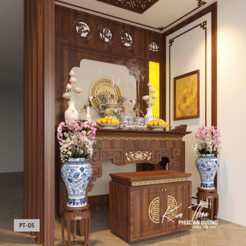 Phòng thờ PT-05 thiết kế gọn gàng, bố cục chuẩn phong thủy cho gia đình