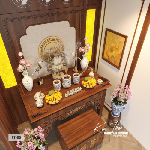 Phòng thờ PT-05 thiết kế gọn gàng, bố cục chuẩn phong thủy cho gia đình