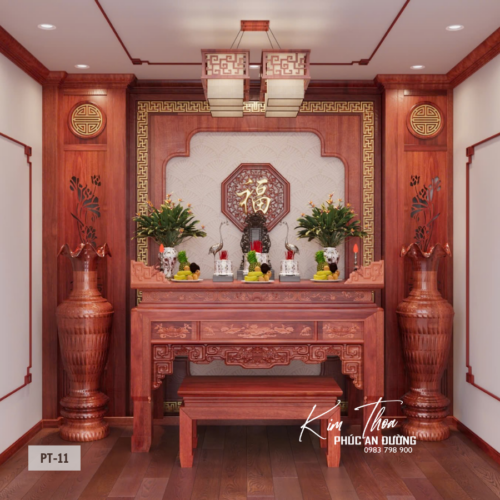 Phòng thờ PT-11 gỗ tự nhiên phong cách truyền thống