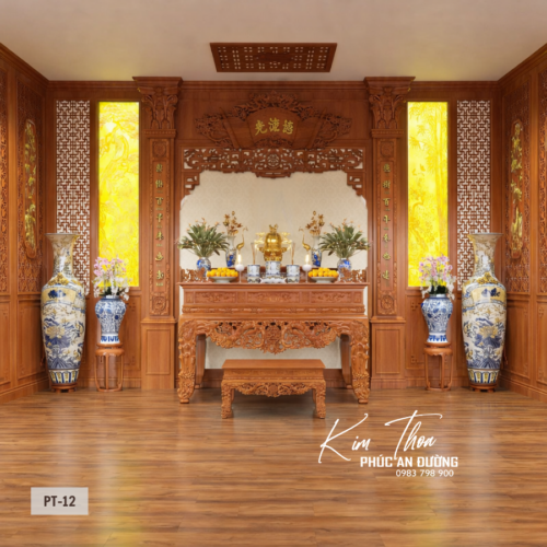 Phòng thờ PT-12 gỗ tự nhiên chạm khắc tinh xảo