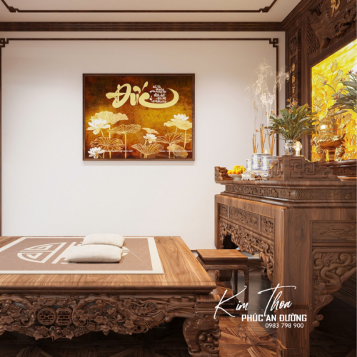 Phòng thờ PT-13 gỗ tự nhiên chạm khắc tinh xảo