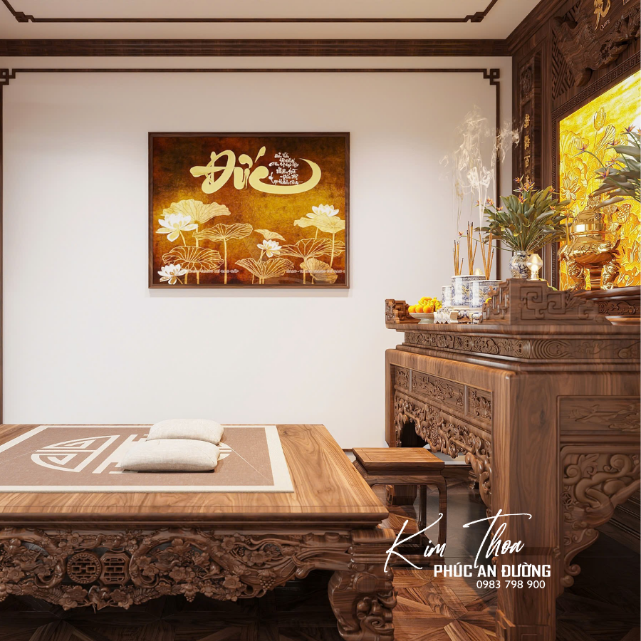 Phòng thờ PT-13 gỗ tự nhiên chạm khắc tinh xảo