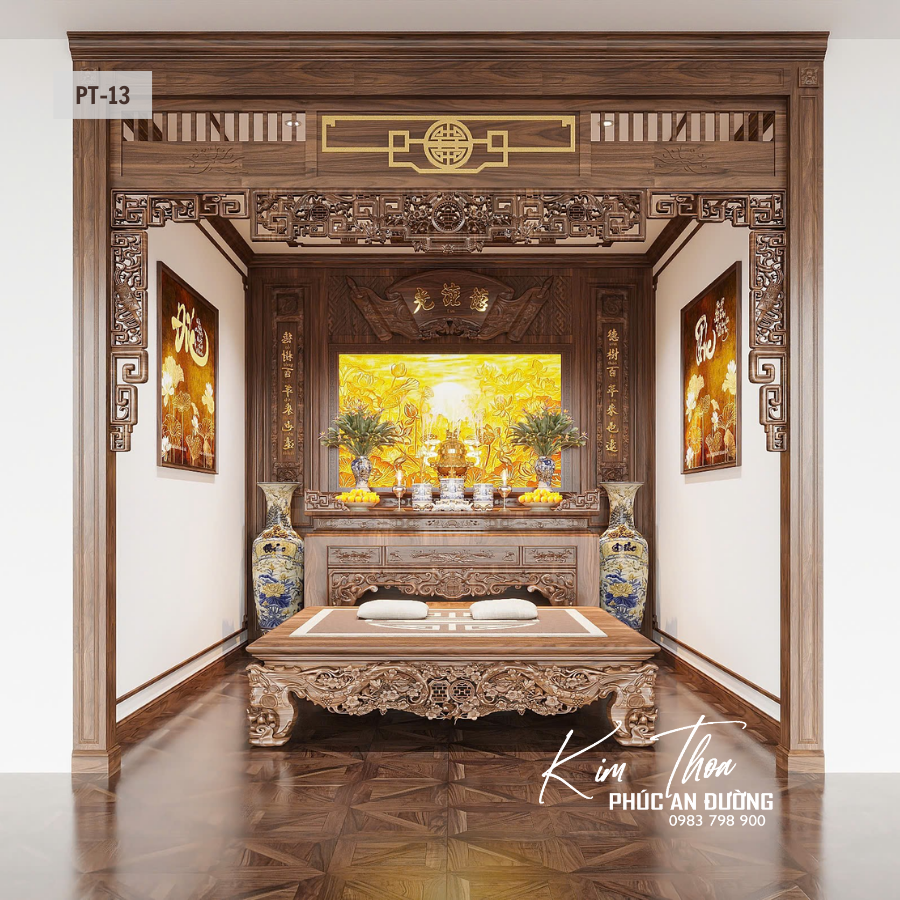 Phòng thờ PT-13 gỗ tự nhiên chạm khắc tinh xảo