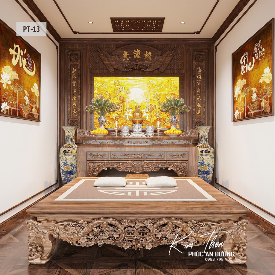 Phòng thờ PT-13 gỗ tự nhiên chạm khắc tinh xảo
