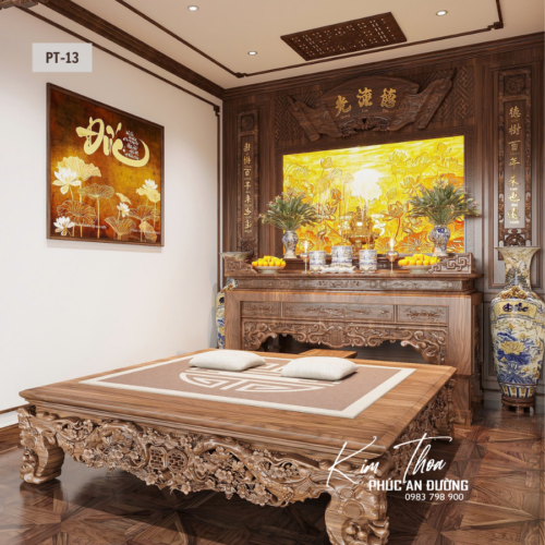 Phòng thờ PT-13 gỗ tự nhiên chạm khắc tinh xảo