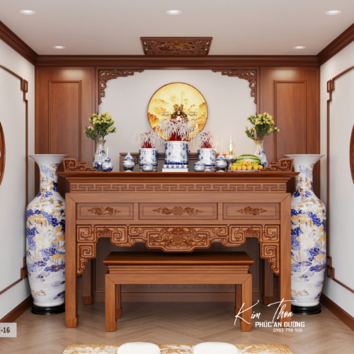 Không gian phòng thờ PT-16 gọn gàng, cân đối