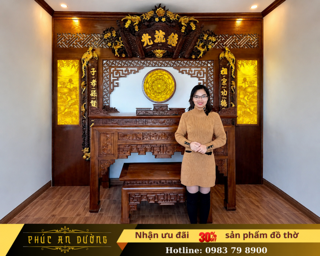 Xu hướng thiết kế phòng thờ hiện nay hướng tới sự tinh tế, ánh sáng chiều sâu và không gian mang đậm tinh thần văn hóa Việt Nam.