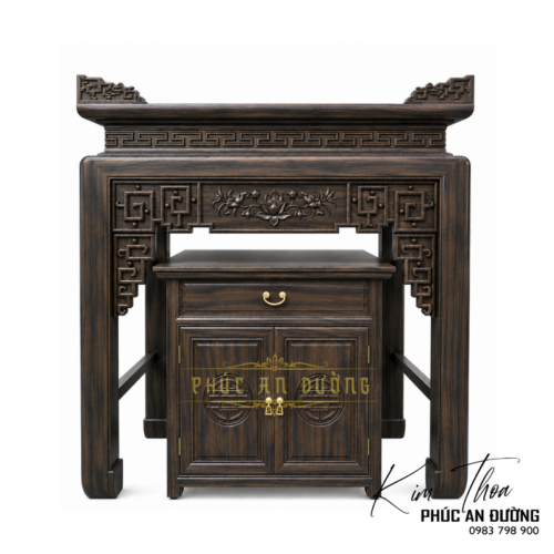 Mẫu bàn thờ đứng 1m27 thiết kế trang nghiêm, phù hợp chung cư, nhà phố và phòng thờ nhỏ. Kiểu dáng hiện đại kết hợp họa tiết truyền thống, tối ưu không gian thờ cúng.